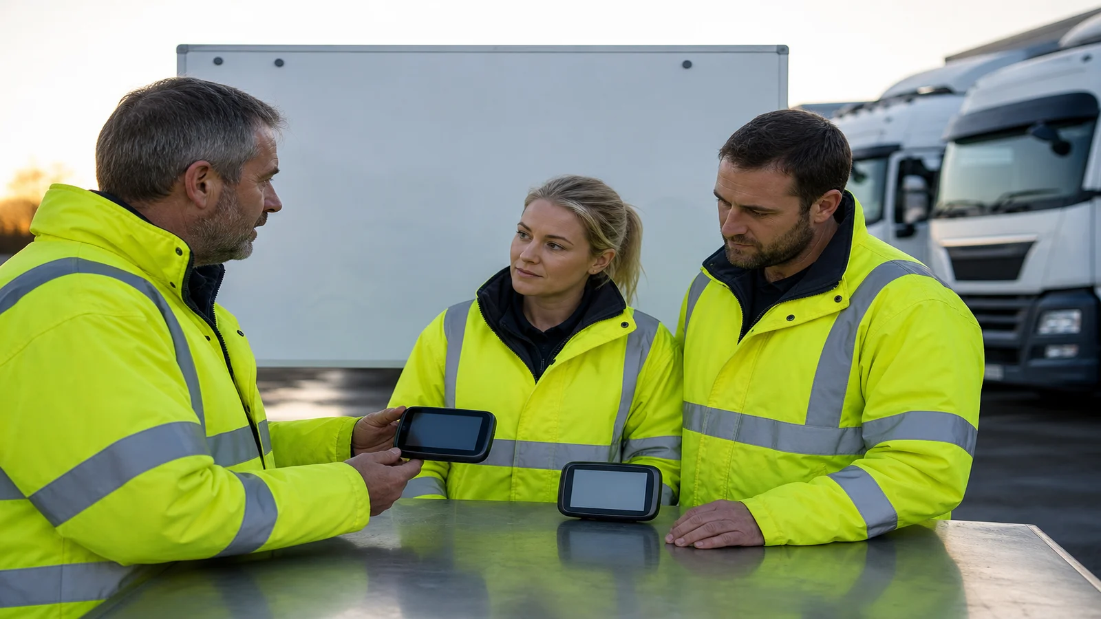 Fleet team standardising sat nav setup before vehicles leave a UK depot